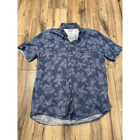 Izod Saltwater XL Mens All Over Pineapple SS Blue Hawaiian Button-Down Shirt 100 - Picture 1 of 10